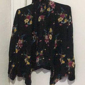 Long sleeved Black cardigan with flowers